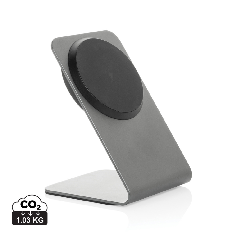 Logotrade promotional items photo of: Terra aluminium 15W magnetic wireless charging phone stand