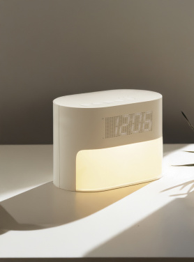 Logo trade promotional merchandise photo of: LumaRise RCS reycled plastic white noise alarm clock