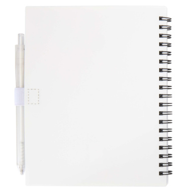 Logo trade promotional giveaway photo of: Niove recycled plastic soft cover notebook and ballpoint pen set (blue ink)