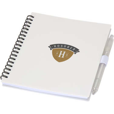 Logotrade promotional gift image of: Niove recycled plastic soft cover notebook and ballpoint pen set (blue ink)