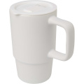 Carter 450 ml ceramic mug with plastic lid, White