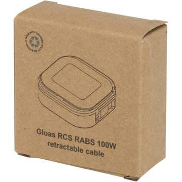 Logo trade promotional products image of: Gloas 5-in-1 recycled retractable data sync and 100W fast charge cable with smartphone tool kit