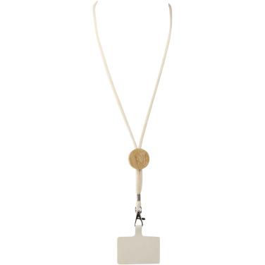 Logotrade promotional gift picture of: Adhab smartphone lanyard with bamboo details
