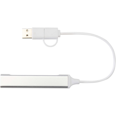 Logo trade corporate gifts image of: Alkaid 4-port recycled aluminium USB-A and Type-C hub with dual input