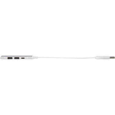 Logotrade promotional product image of: Alkaid 4-port recycled aluminium USB-A and Type-C hub with dual input
