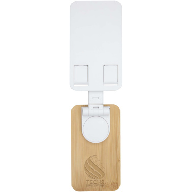 Logo trade promotional items picture of: Alfirk recycled plastic foldeable desk phone stand with bamboo details