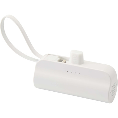 Logotrade advertising product image of: Alnair 5000 mAh 10W recycled plastic Type-C power bank with built-in flip stand and 2-in-1 cable