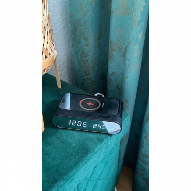 Logo trade promotional items image of: Alarm Clock and Wireless Charger ADELAIDE