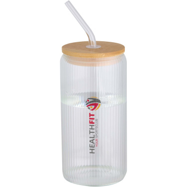 Logo trade promotional gift photo of: Mirage 500 ml single-walled borosilicate glass jar with bamboo lid