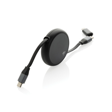 Logo trade promotional merchandise image of: Terra RCS recycled aluminium retractable 240W 2-in-1 cable