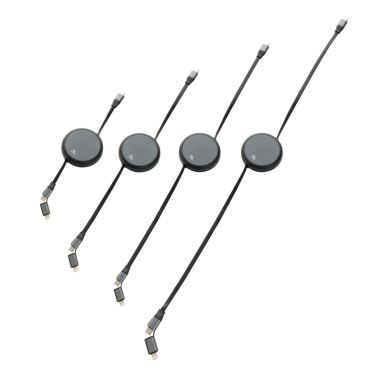 Logo trade promotional item photo of: Terra RCS recycled aluminium retractable 240W 2-in-1 cable