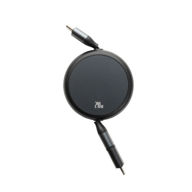 Logotrade corporate gift image of: Terra RCS recycled aluminium retractable 240W 2-in-1 cable