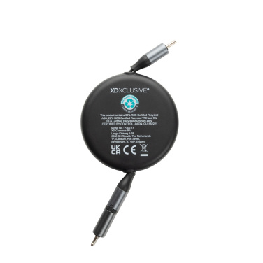 Logo trade advertising products picture of: Terra RCS recycled aluminium retractable 240W 2-in-1 cable