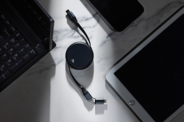 Logo trade promotional giveaway photo of: Terra RCS recycled aluminium retractable 240W 2-in-1 cable