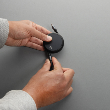 Logotrade promotional item image of: Terra RCS recycled aluminium retractable 240W 2-in-1 cable