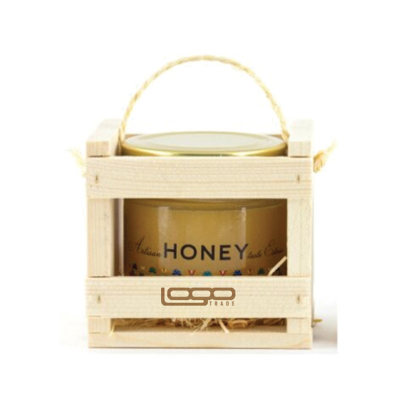 Logotrade promotional item image of: ##Flower honey in a wooden box, 300 ml with custom design
