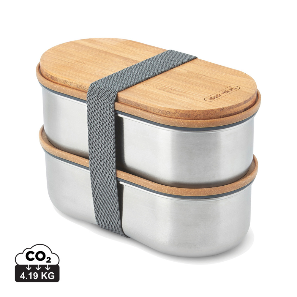 Logo trade promotional merchandise image of: Black+Blum Stainless Steel Double Bento Box