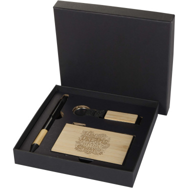 Logo trade advertising products picture of: Minka RCS recycled aluminium ballpoint pen, keychain and RFID card holder gift set