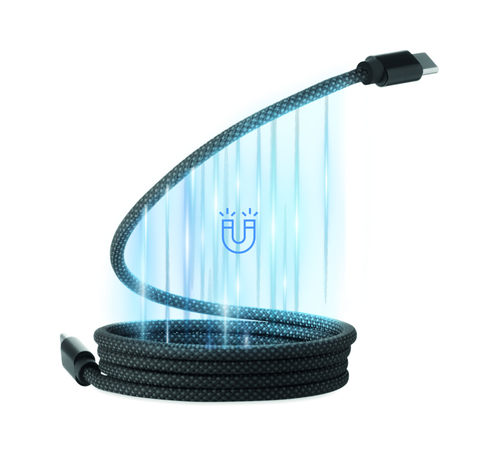 Logo trade promotional giveaways picture of: Braided magnetic cable in RPET