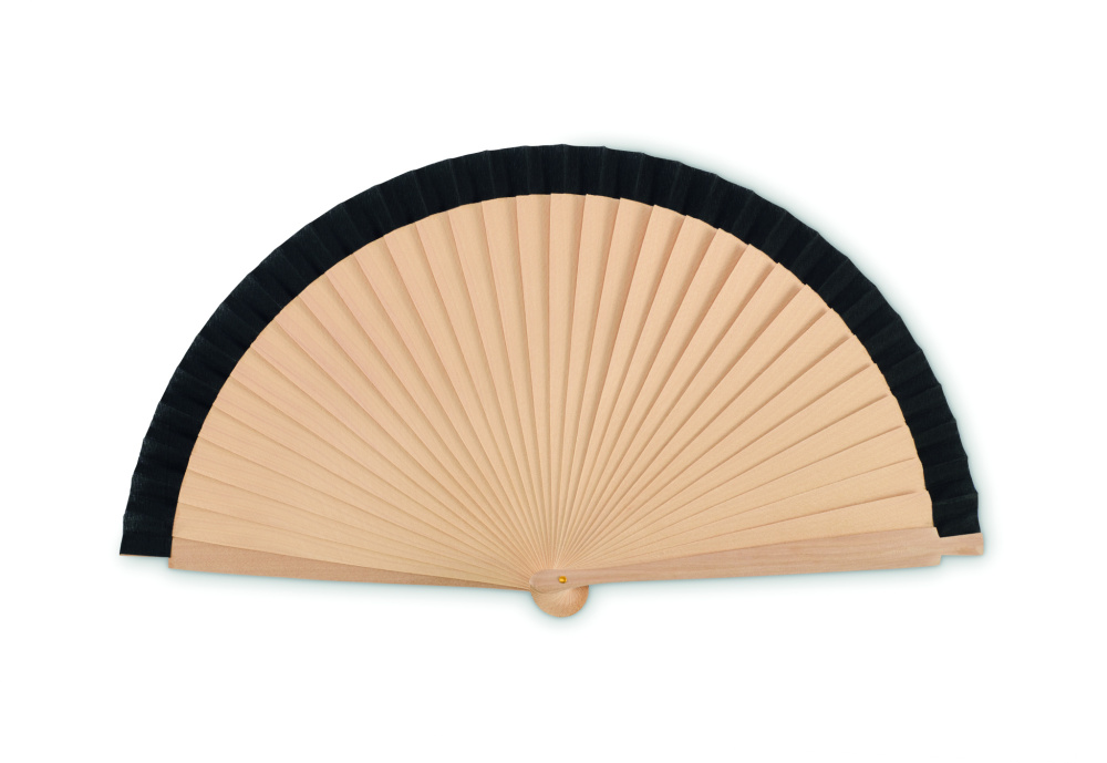 Logo trade business gifts image of: Wooden hand fan
