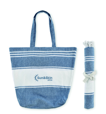 Logo trade promotional giveaways picture of: Beach bag with hammam towel