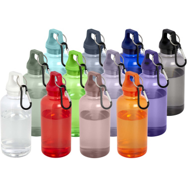 Logo trade advertising product photo of: Oregon 400 ml RCS certified recycled plastic water bottle with carabiner