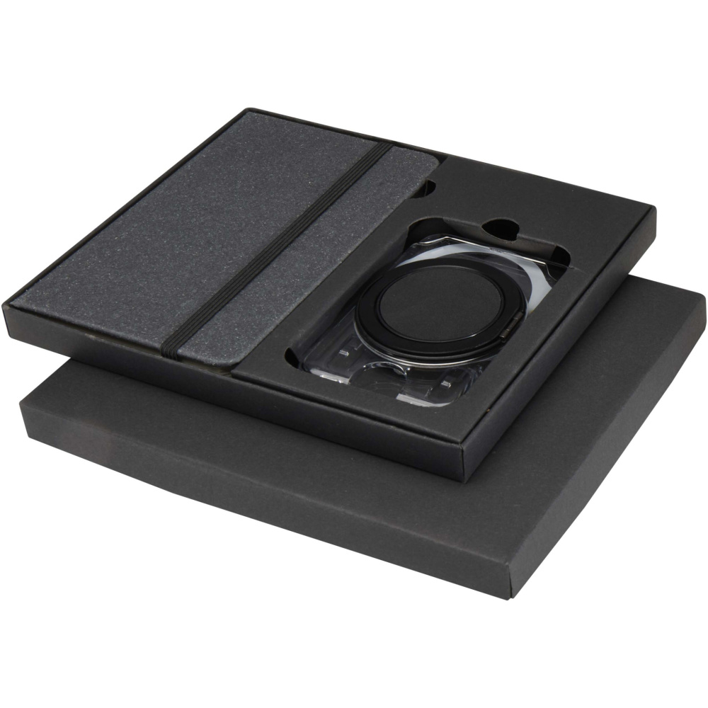 Logotrade corporate gift picture of: Kern A6 hard cover notebook and MagSafe wallet gift set