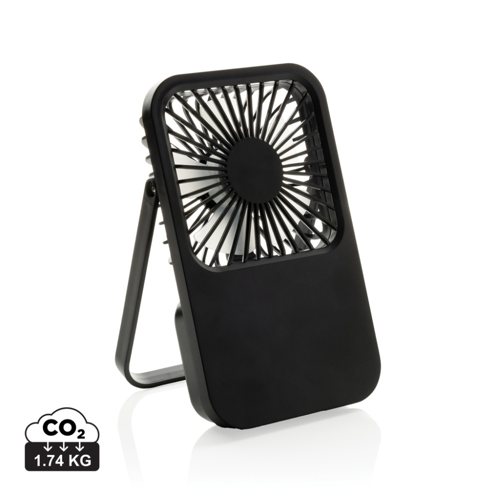 Logo trade promotional products picture of: Aervina RCS recycled plastic re-chargeable desk fan
