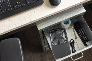 Logo trade advertising products image of: Aervina RCS recycled plastic re-chargeable desk fan