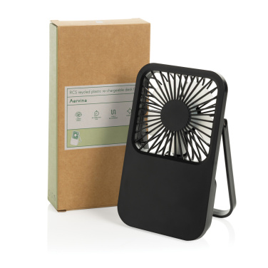 Logo trade advertising products image of: Aervina RCS recycled plastic re-chargeable desk fan