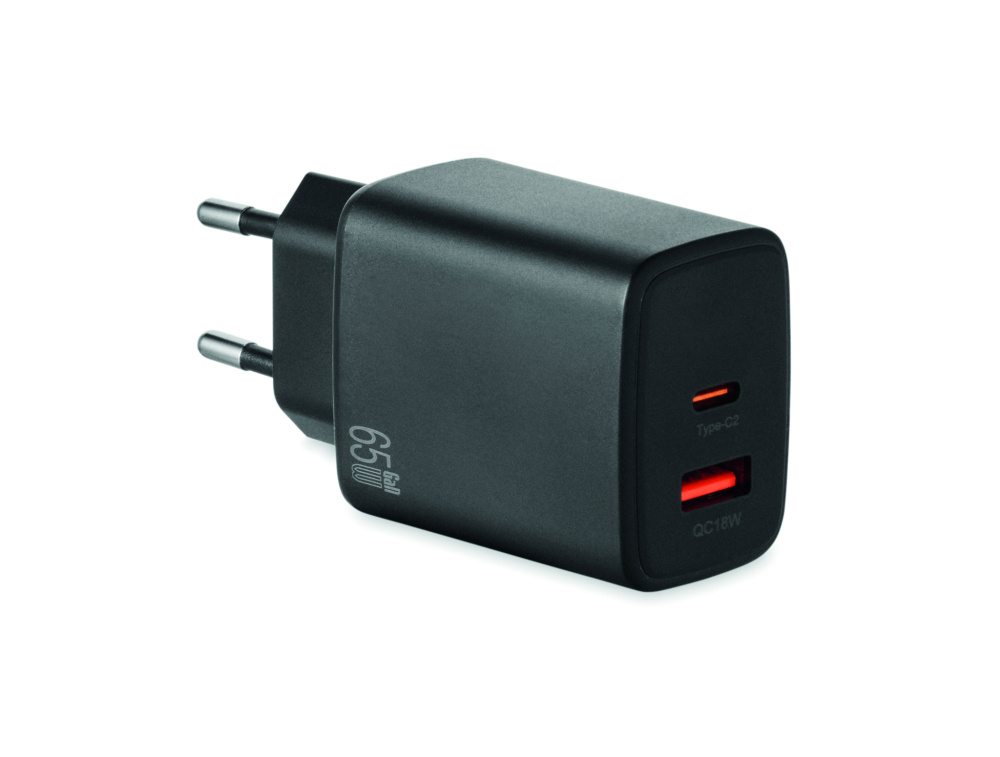 Logo trade corporate gifts picture of: EU 2-pole wall adapter/charger