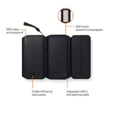 Logotrade promotional giveaway image of: Nordic Drift Titan 10.000mAh solar powerbank with 3 panels