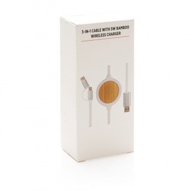 Logotrade reklaamkingi foto: Kolm-ühes kaabel 5W bambusest juhtmevaba laadijaga