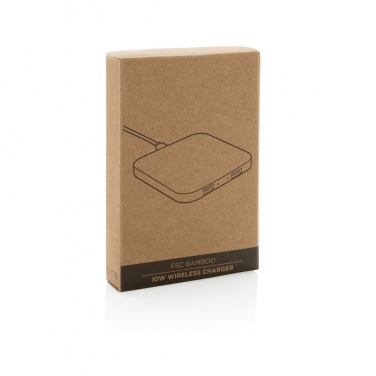 Logo trade reklaamkingituse pilt: Bambusest 10 W juhtmevaba laadija USB-ga