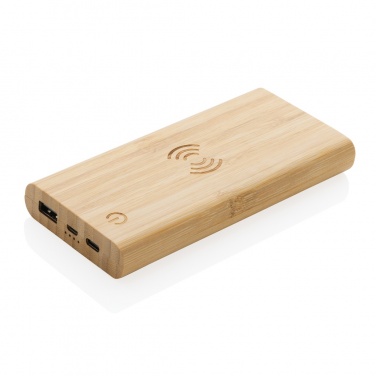 Logo trade firmakingituse pilt: Bambusest 8000 mAh 5W juhtmevaba akupank