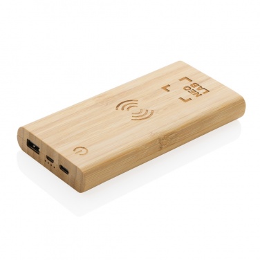 Logotrade reklaamkingi foto: Bambusest 8000 mAh 5W juhtmevaba akupank
