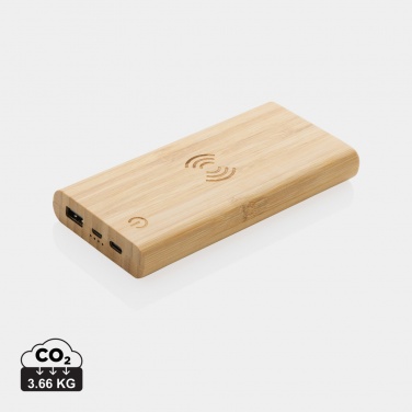 Logo trade reklaamtoote pilt: Bambusest 8000 mAh 5W juhtmevaba akupank