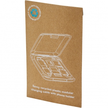 Logotrade liikelahjat mainoslahjat tuotekuva: Savvy kierrätysmuovista valmistettu modulaarinen latauskaapeli puhelintelineellä