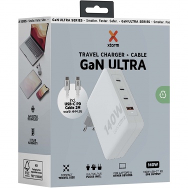 Logotrade liikelahja mainoslahja kuva: Xtorm XVC2140 GaNUltra 140 W matkalaturi 240 W USB-C PD -kaapelilla