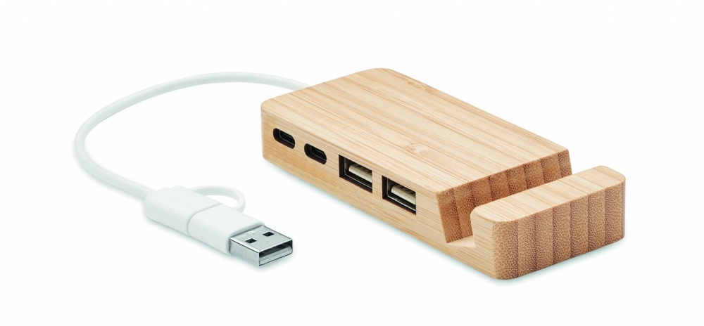 Logotrade liikelahjat kuva: 4 portin USB-keskitin bambua
