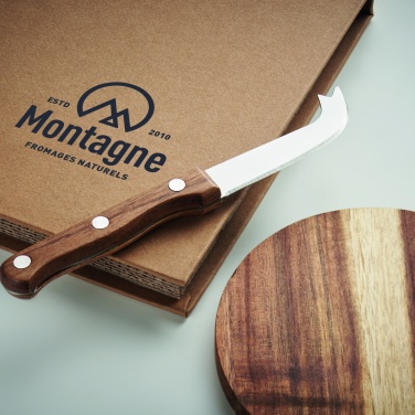 Logo trade mainoslahja ja liikelahja tuotekuva: Juustolautanen akaasiapuuta Dresden