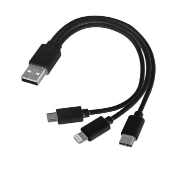 Logotrade mainostuotet kuva: 3 in 1 USB-kaapeli tyyppi c + micro USB + lightning