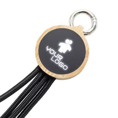 Logotrade liikelahjat kuva: 4-in-1-kaapeli, jossa on valaistu logo puukotelossa, LH-ZMU05