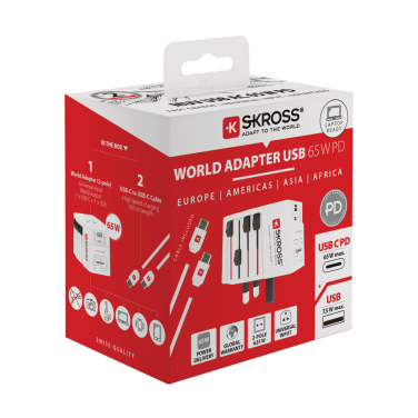 Logo trade liikelahjat mainoslahjat kuva: SKROSS World Travel adapteri MUV 65W PD USB C -kaapelilla