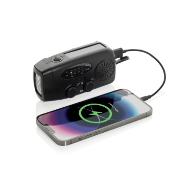 Logo trade mainostuotet tuotekuva: RescueWave hätätilaradio, valmistettu RCS-kierrätysmuovista.