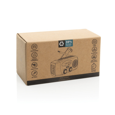 Logo trade mainoslahja ja liikelahja tuotekuva: RescueWave hätätilaradio, valmistettu RCS-kierrätysmuovista.