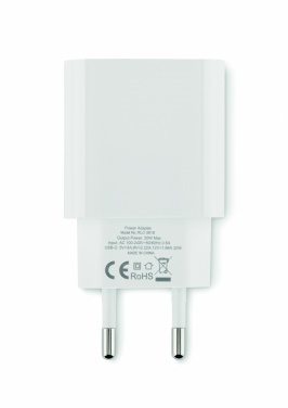 Logotrade reklaminės dovanos nuotrauka: 20W 2 prievadų USB įkroviklis EU kištukas