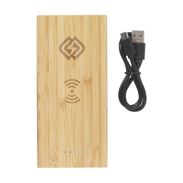 Logotrade reklaminiai produktai nuotrauka: Bamboo 8000 Wireless Powerbank belaidis įkroviklis