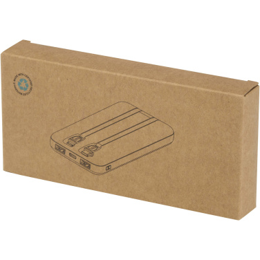 Logotrade logo dāvanas foto: Adhil 10.000 mAh 10W pārstrādātas plastmasas pārnēsājamais akumulators ar 2 iebūvētiem kabeļiem
