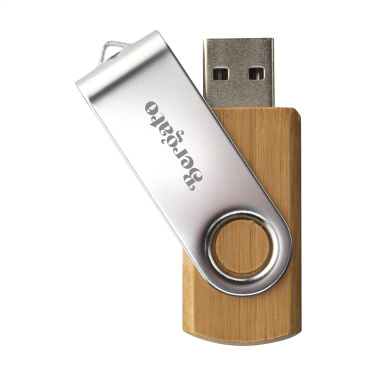 Лого трейд pекламные подарки фото: USB Twist Bamboo 64 ГБ